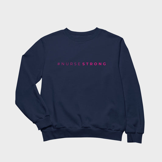 #NurseStrong Sweatshirt - Navy/Pink (Embroidered)