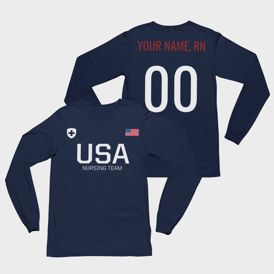 USA Nursing Team Long Sleeve Tee (Personalized)