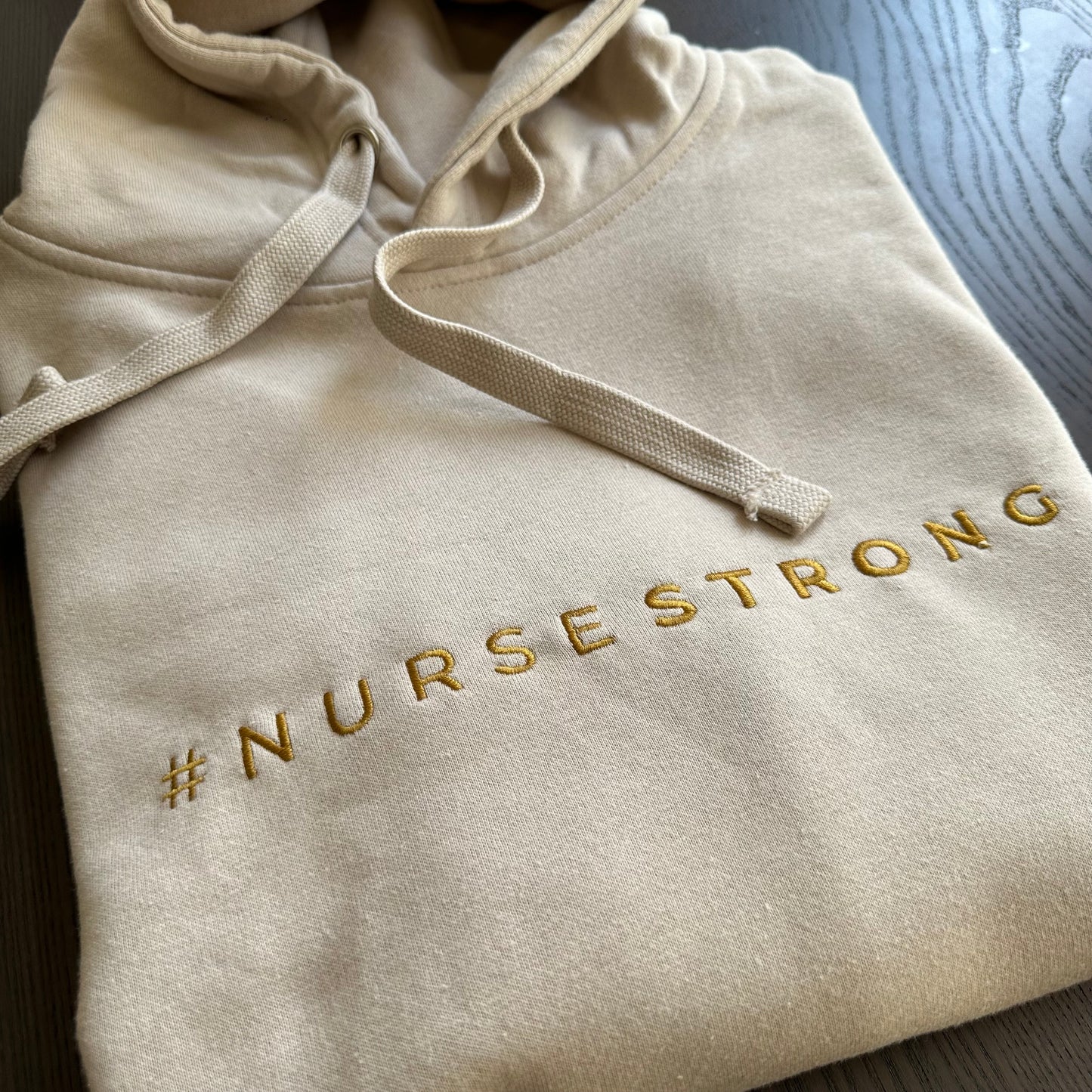 #NurseStrong Premium Hoodie (Embroidered) - Beige