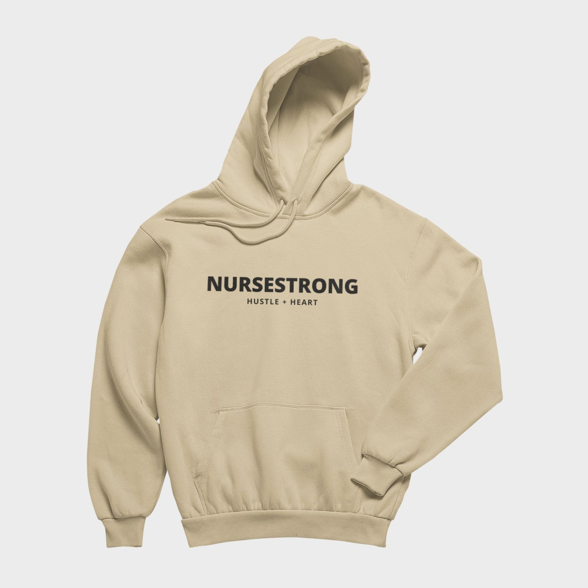 NurseStrong Hustle + Heart Hoodie - Beige - NurseStrong
