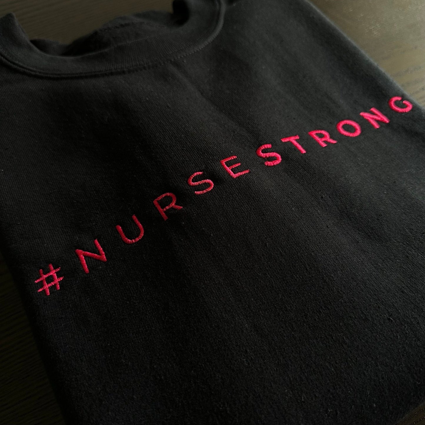 #NurseStrong Sweatshirt - Black/Pink (Embroidered) - NurseStrong