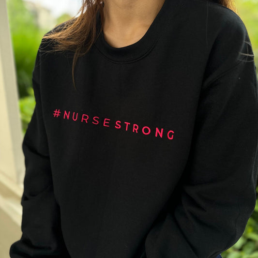 #NurseStrong Sweatshirt - Black/Pink (Embroidered) - NurseStrong