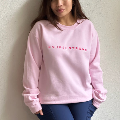 #NurseStrong Sweatshirt - Light Pink (Embroidered) - NurseStrong