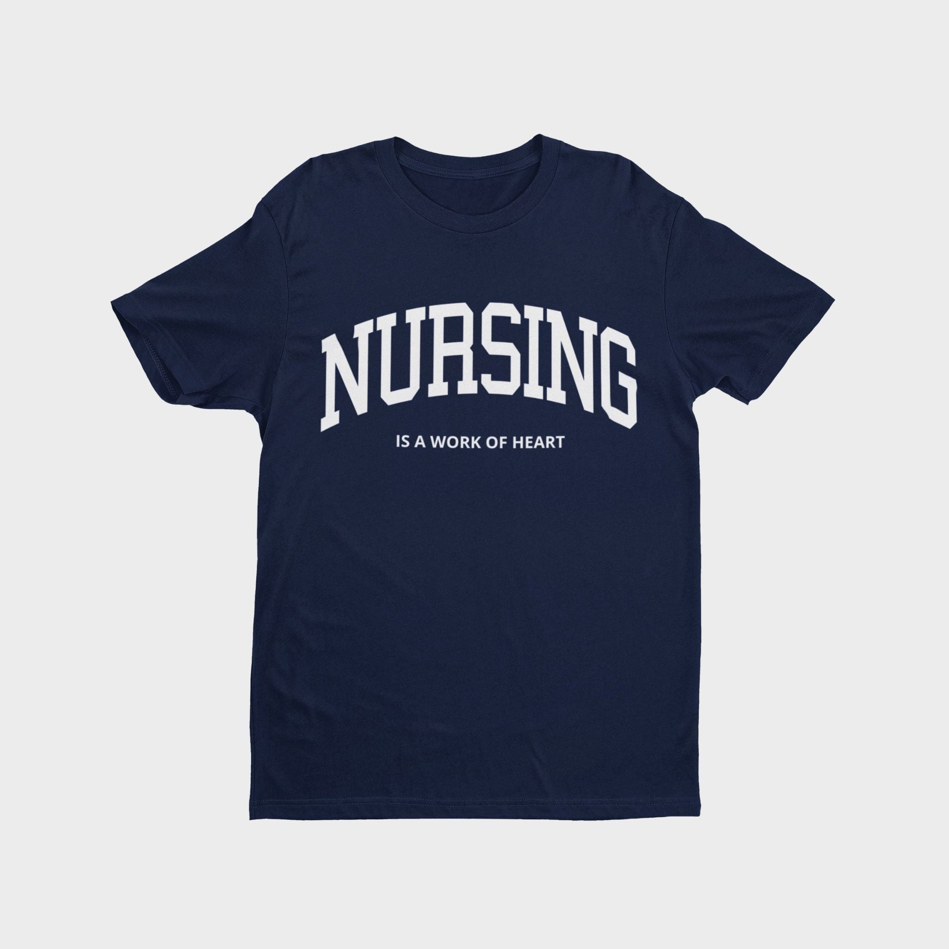 Nursing is a Work of Heart T-Shirt - Navy - NurseStrong